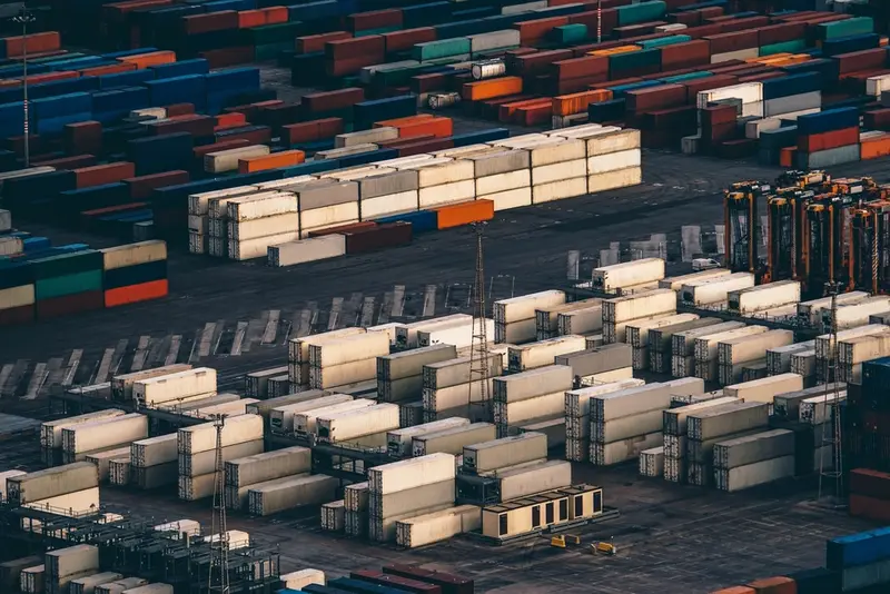 Aerial view of a container yard